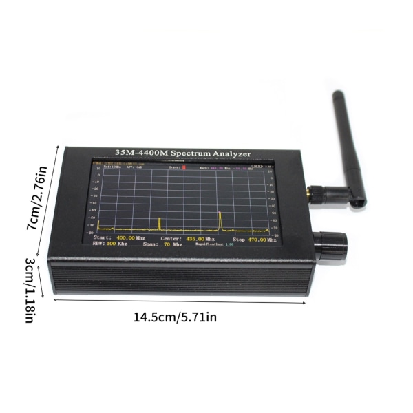 Frekvensanalysator 4,3 tum LCD-skärm Spektrumanalysator 35M-4400Mhz ADF4351 Handhållen frekvensliten testare med antenn