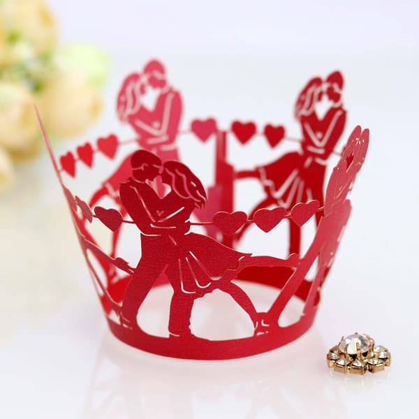 100 stk. Cupcake Forme Bageforme Non-stick Muffin Papir Bryllupsdekoration Valentinsdag Pink