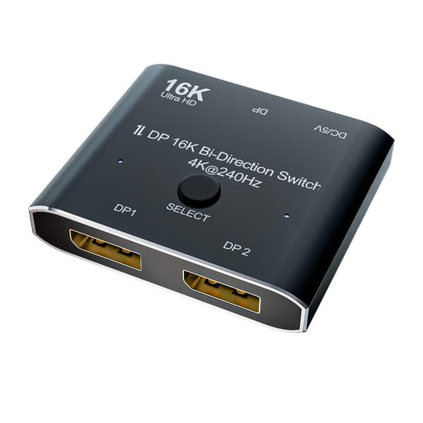 4K@240Hz DisplayPort 2X1 Videoväxlare, Stöder 16K 4K240Hz Tvåriktad
