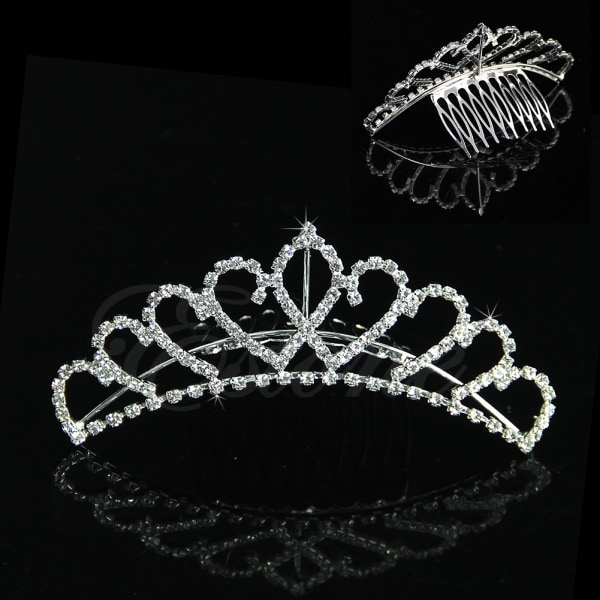 Bröllop Brudkam Tiara Crown för Rhinestone Pageant Prom Crystal hår huvudband