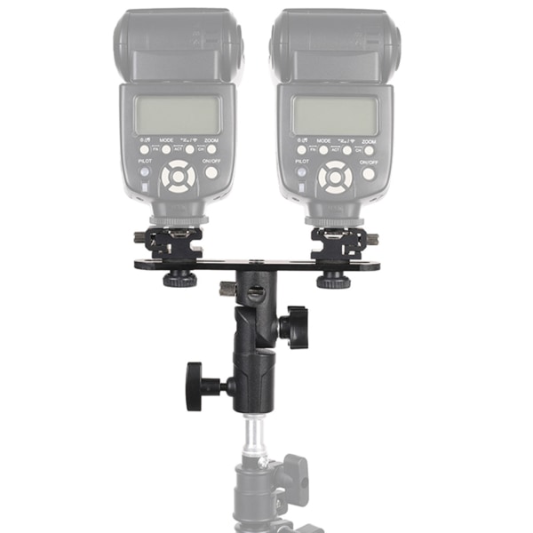 DSLR Dual Flash Bracket 2-Hot Shoe Mount Speedlight Stand Paraply Flash Holdare