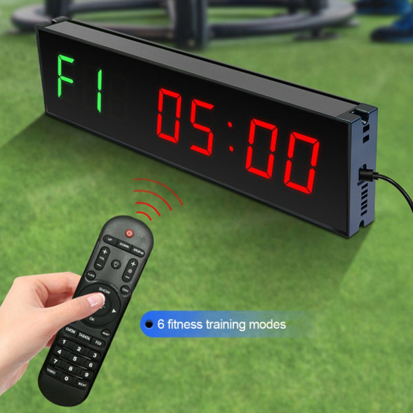 LED Digital Timer 1,5 tums skärm Fitness Training Timer Nedräkning Klocka Stoppur med fjärrkontroll för gym Fitness Training CN