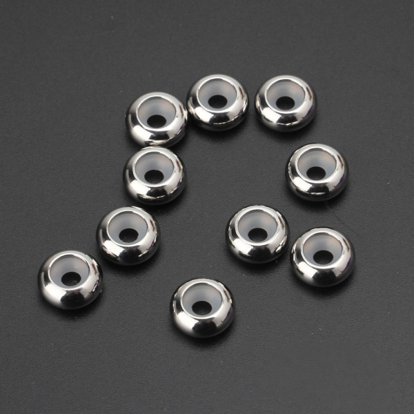 10st rostfritt stål Gummi Insert Stopper Spacer Beads för Add-a-Bead armband
