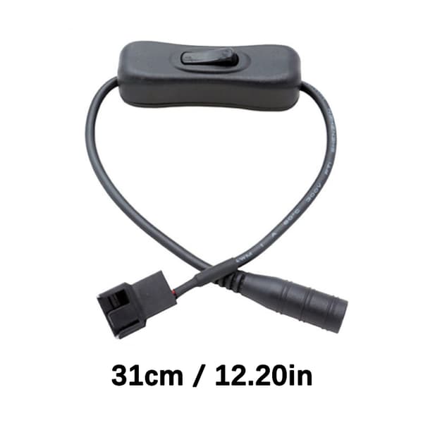 310 mm DC5521 til 4-bens computerblæserforlængerkabel med integreret tænd/sluk-knap