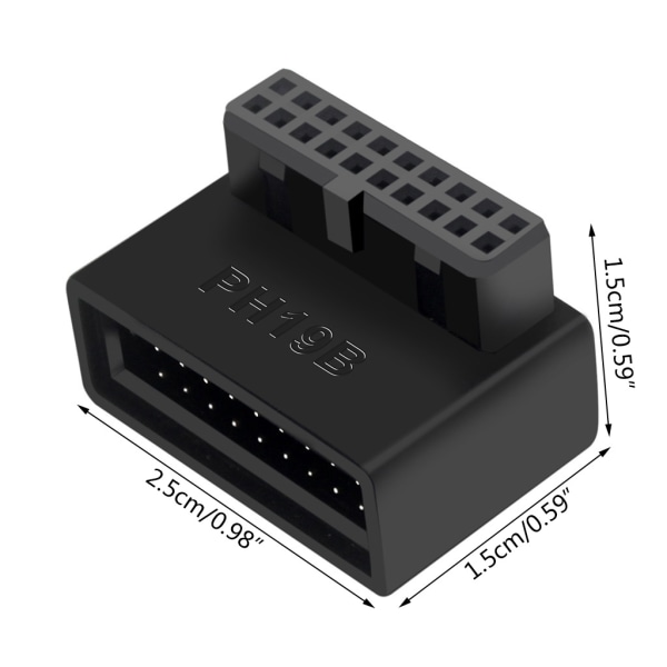 Stationär dator Moderkort USB 3.0 Anslutningsadapter 19p 20p Vertikal Plugg Nål 90° Vrid installerad Styrbåge Type B