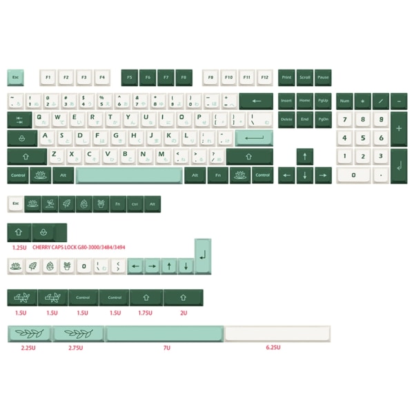 Botanisk Keycap PBT XDA Profile Japanese DyeSubbed Keycaps ForGK61 GMMK PRO 7u Keyboard Keycaps Puller Kit
