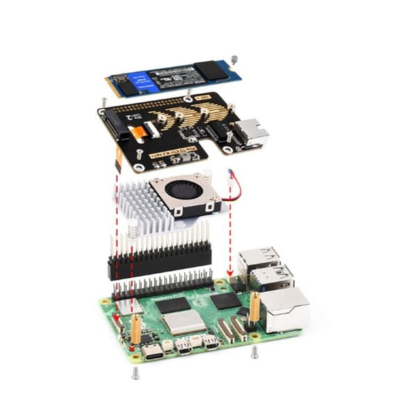 PCIe - Ethernet M.2 HAT PCIe NVME -sovitin 5 Gbps Pi5 PoE 1000M:lle