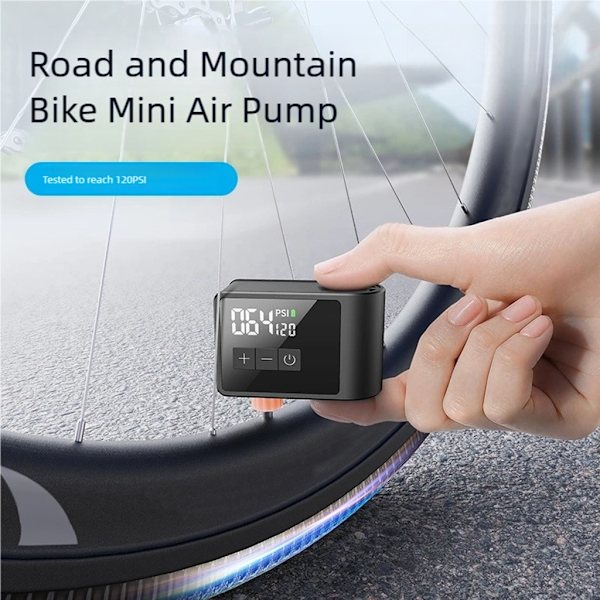 Super Små Cykel Luftpumper LCD Display Auto-stop LED Lys Multiple Adaptere