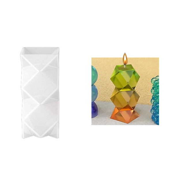 3D Geometriske Cylinder Lysforme Resin Form til Lysfremstilling Silikone Klar Tekstur Cylinder Lys Silikoneforme