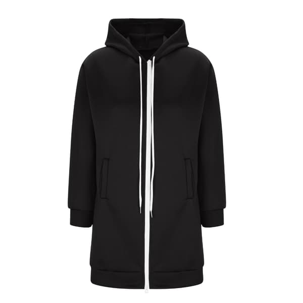 Letvægts polyester hættejakke til kvinder med justerbar snøre til daglig brug Black S