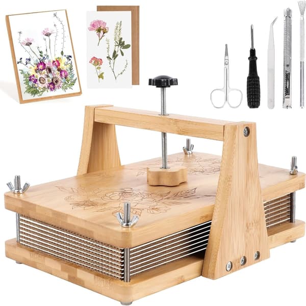 Avtakbart blomsterpresse-sett i tre for plantekonservering