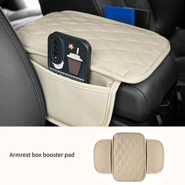 Armstödsdyna med 2 förvaringsväskor Interiörtillbehör Armstödsskydd Beige