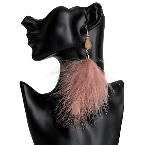 Trendiga Rosa Färg Pins Örhänge Kvinnor Minimalistisk Naturlig Fjäder Tofs Örhängen Stud Kvinnliga Par Smycken Presenter