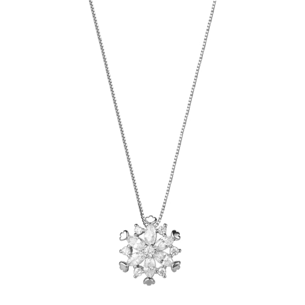 Snowflake Hänge Halsband Nyckelbenskedja Snygg snöflingaberlock med för Rhinestone justerbara smycken presenter för kvinnor Silver