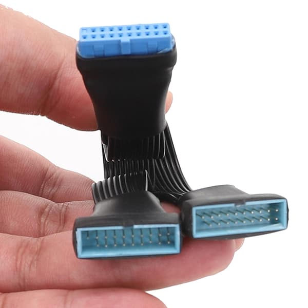 USB3.0 Forlængerkabel Computer Bundkort 19Pin/20Pin Han til Hun 1 til 2