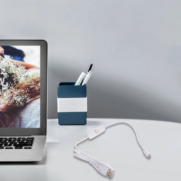 Micro USB Power Laddningskabel med Switch USB2.0 till MicroUSB Converter för RaspberryPi USB till mikro USB -kabel White 1m