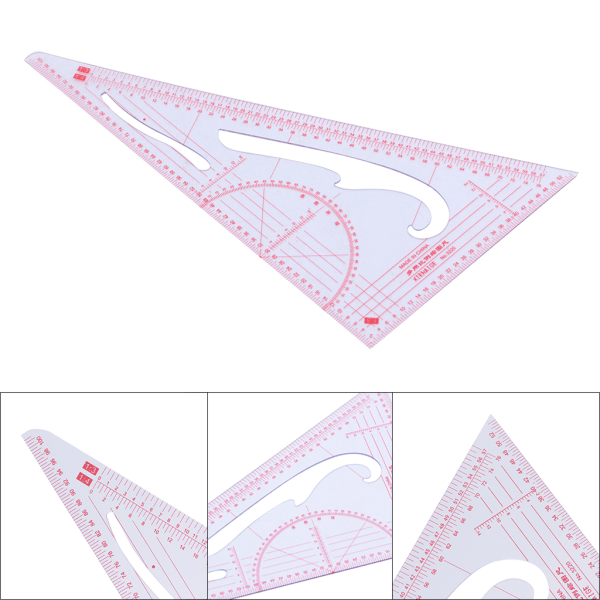 Multifunktions linjal i triangulär skala Mät Plast Klädsömnad Skräddarsydd