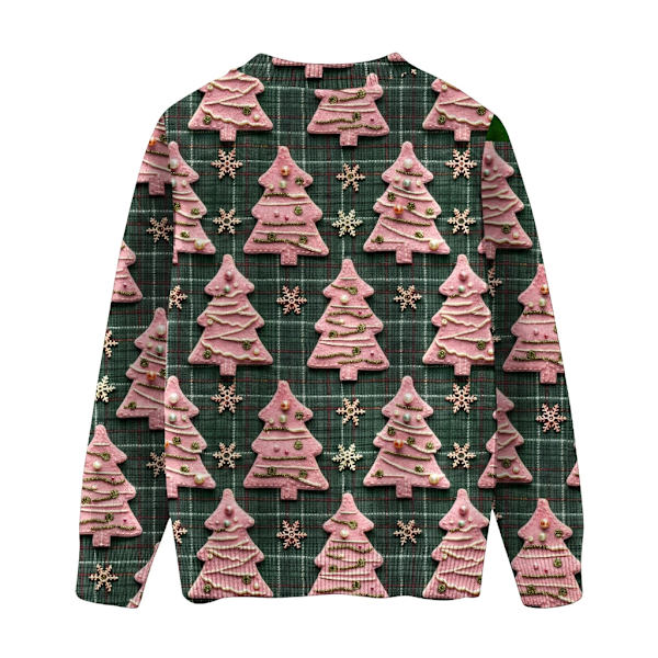 Langærmet julepullover til kvinder 3D-juleprintet pullover sweatshirt Pink L