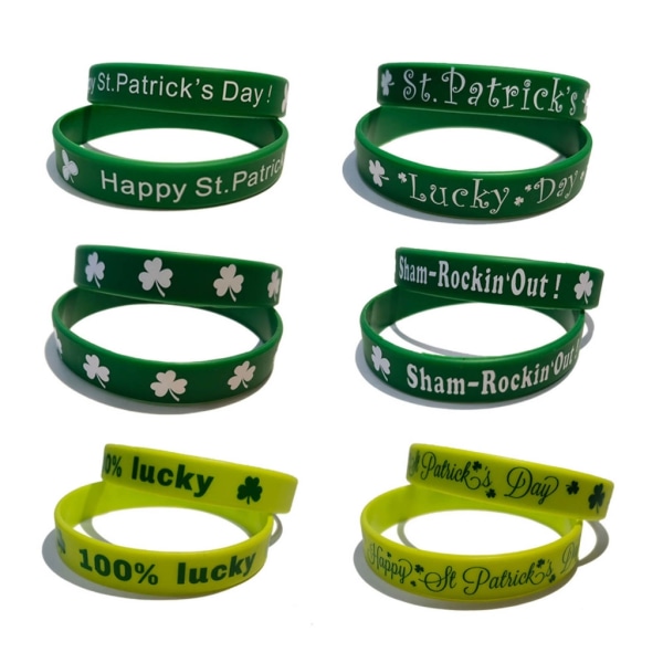 10 st Saint Patrick's Day silikonarmband Handledsrem Armband för barn Flicka Pojke Cosplay Performance Clover