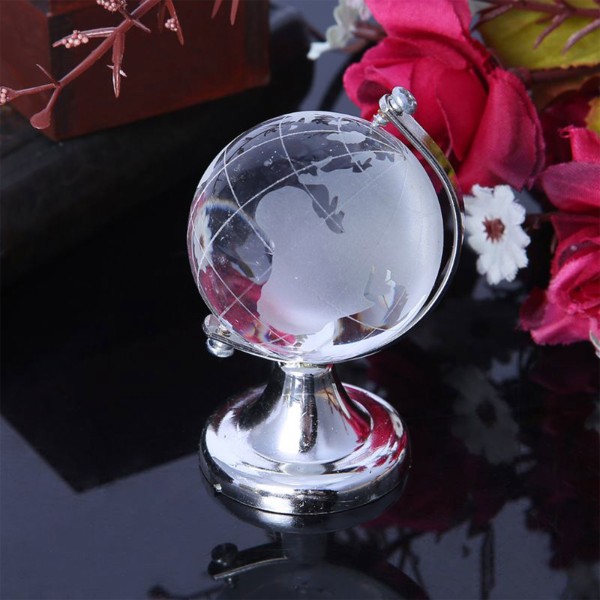 Crystal Globe Mini Crystal Ball Sphere Display Globe Round Earth World Map Ball L