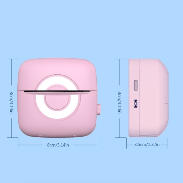 1 set thermal skrivare Bärbar Mini Bluetooth-kompatibel trådlös ficka mobil skrivare med en pappersrulle för foto Pink