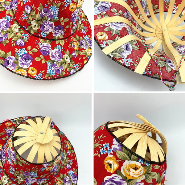 Bambus foldbar håndvifte solhat foldbar bambushat kvinder 2 i 1 solhat 4