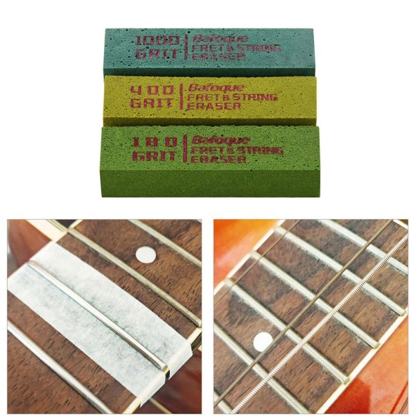 Guitar Fret Erasers Polering Rengöring Frets Polish Tools för gitarrsträngar & Fret Polering Slipmedel 180&400&1000Grit