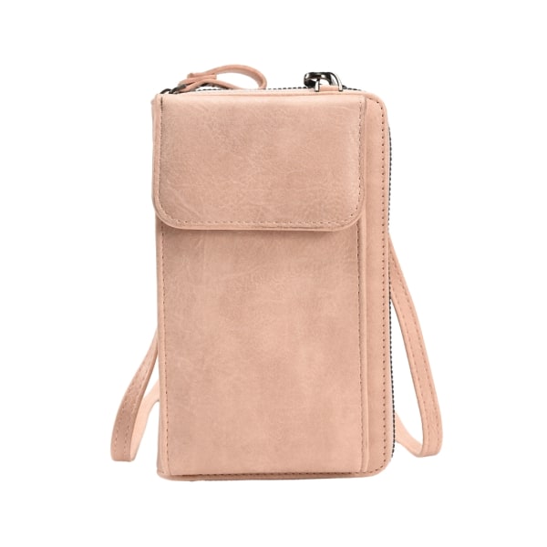 Mini Mobilväska Flicka Kvinnor Mode Crossbody Sling Bag PU Läder Kontantkorthållare Hasp Shoulder Plånboksväska Handväska Pink