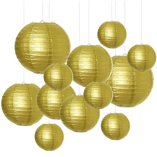 10/12in boll rund papperslykta hängande lampskärm dekoration för bröllopsfest Orange 12inch