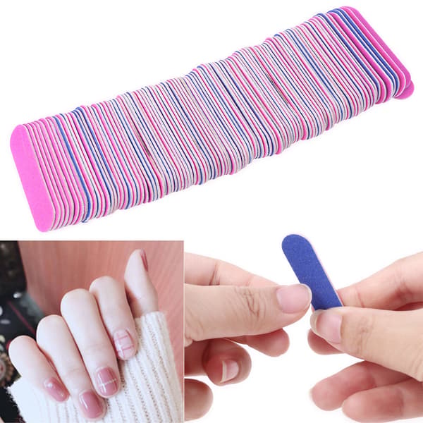100 st Nagelkonst Manikyr 2 Sidor Buffning Sandpapper Nagelfilar Nagelbuffer Verktyg Glans