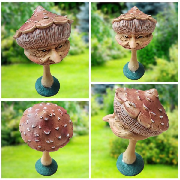 Lyckliga miniatyrsvampar för Fairy Garden Yard Lawn Ornament Funny Face Statue