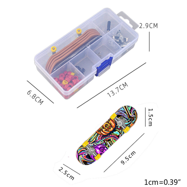 Gripbräda Kit med låda 5-pack Mini Gripbrädor Professionell Mini Skateboard Finger Skateboard med Mini Skiftskruv