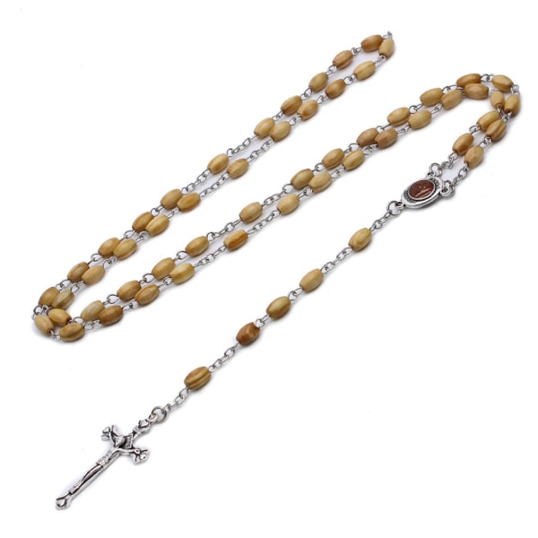 Handgjorda runda pärlor katolska radband för korsreligiösa träpärlor halsband present
