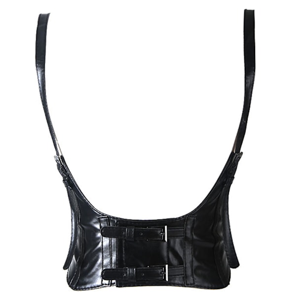 Underbust Korsett Topp Med Rem Push Up Bustier Midjeformare Punk Läder Sele Bälte Shapewear Punk Väst