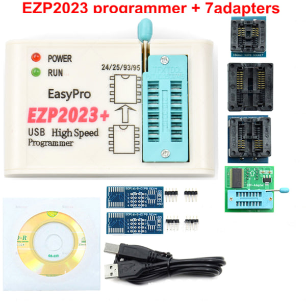 USB SPI-programmerare EZP2023 Höghastighets EZP 2023 100 % originalstöd 24 25 93 95 EEPROM 25 Flash BIOS Chip Upgrade With 10 adapters