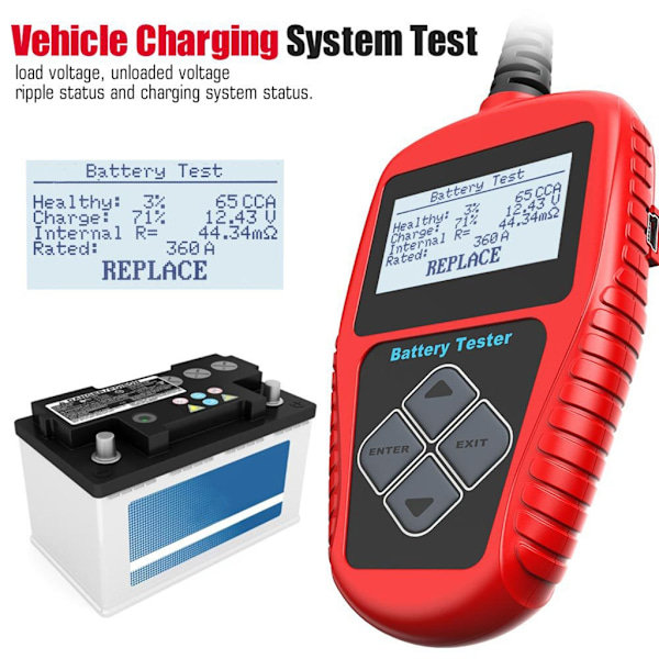 Bilbatteritestare 12V 100-2000CCA Analysator Snabb Startsystem Laddningstest
