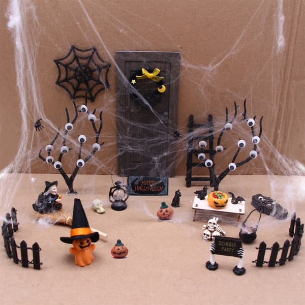 Dukkehus Tilbehør Mini Halloween Gresskar Trepynt Samling