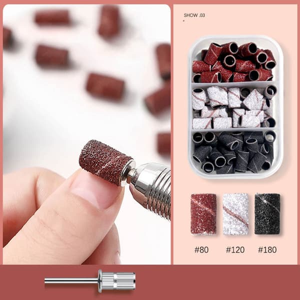 75 stk. neglekunst slibebåndssæt til negleboremaskinebits manicure pedicure