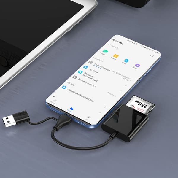 Aluminium 10Gbps CFE Typ B Läser USB 3.2 Gen 2 10Gbps Kortläsare