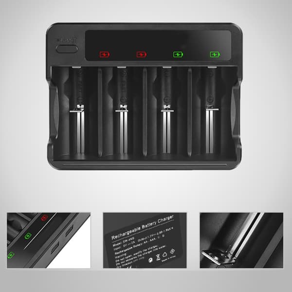Universal AA 3A C D Batterilader for Ni Oppladbare Batterier USB