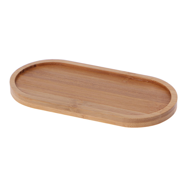 Oval Form Bambubricka Mini Växt Blomkruka Ställ Balkong Dekor Ornament för Hem Utomhus Trädgård Hall Dekoration
