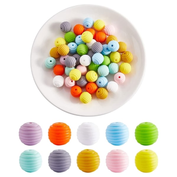 100 st Silikonpärlor Gör-det-själv-kit för Armband Bil Nyckelring 10 Färger Runda Pärlor DIY Tillbehörsset för Kvinnor Flickor