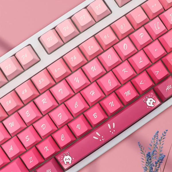 Rabbit Keycaps Cherry Height Pbt Dye-Sublimation Keycap Set 136PCS För 61/64/68/108 Mekaniska tangentbord för speltangentbord