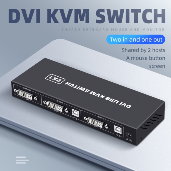 DVI KVM-switch två i en ut 4K Två datorer delar USB tangentbord och mus Print Monitor Switcher Box Hub