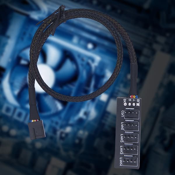 PWM Fläktadapter 5-vägs Splitter för 4-Pin Dator Moderkort Fläktkontroller