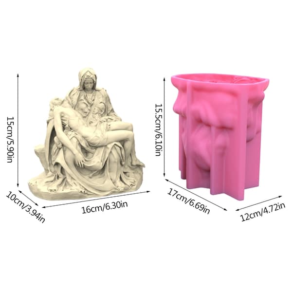 Pieta Staty Ljusstöpsformar, 3D Handgjord Tvålform, Stående Prydnadsformar