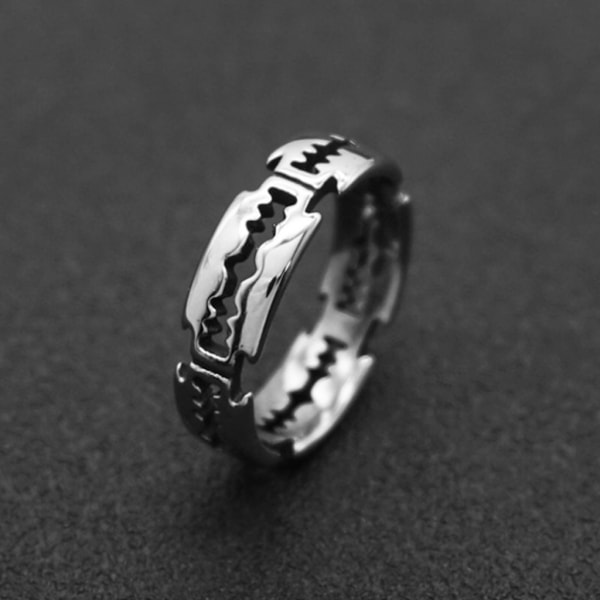 Fashion Double Edge Blade Band Ring Silver Color Statement Festliga smycken Individuell Ring för kvinnor Män Flickor Pojkar null - 8