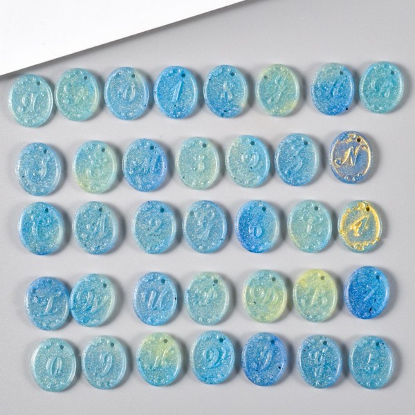 Alphabet Puzzle Jigsaw Form Bokstavsnummer Ovalt hänge DIY Resin Mould null - 2