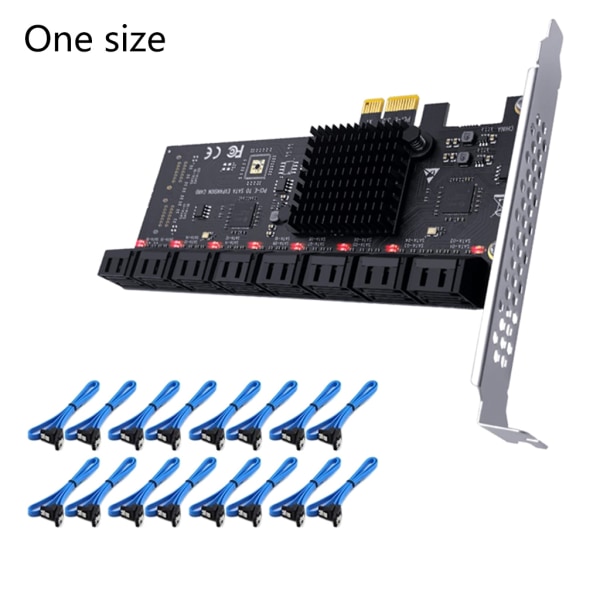 PCIE SATA III 16-portars kontrollerkortplatser PCIe 2.0 1X till SATA3.0-adapter 6 Gbps expansionskort för Chia Mining för w/C Red line