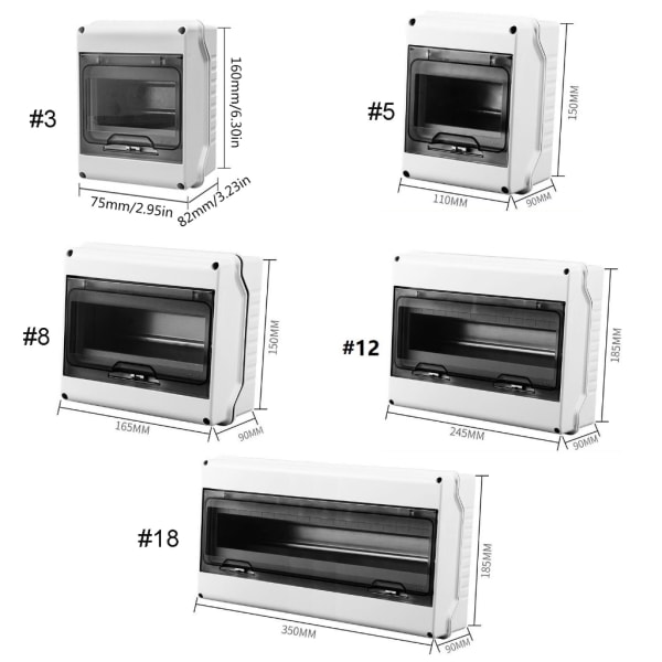 Strömbrytare Distributionsbox Utomhus elektrisk kopplingsbox 3/5/8/12/18Ways Power Distribution Protections Box 8 ways